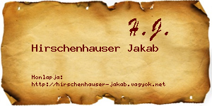 Hirschenhauser Jakab névjegykártya